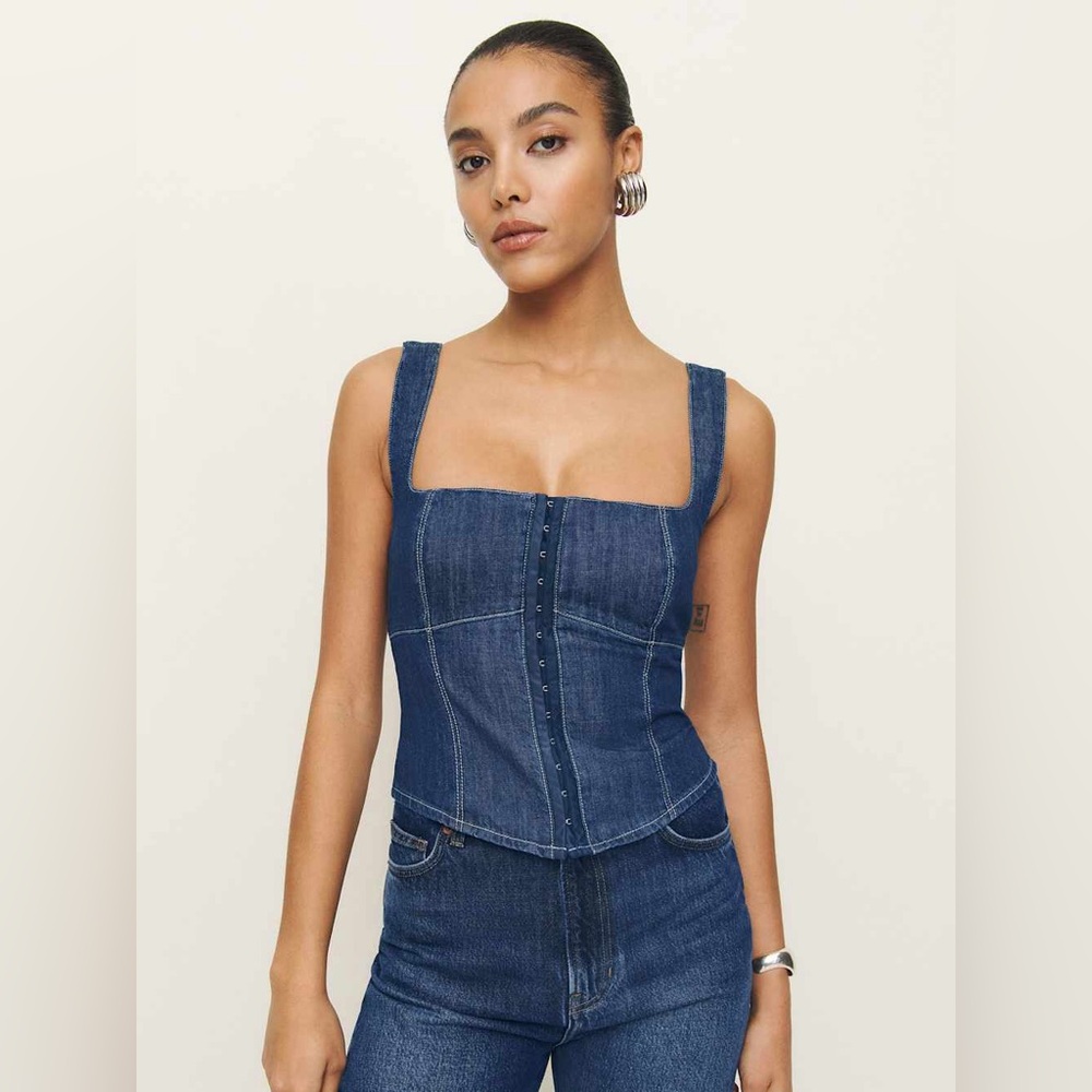 Reformation Tagliatelle Denim Top 0